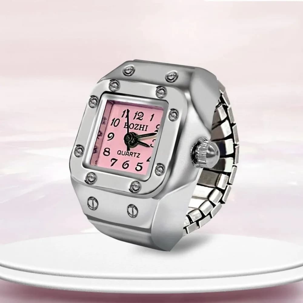Creative Square Dial Ring Watch Alloy Shell Couple Finger Watches Jewelry Men Women Daily Wear