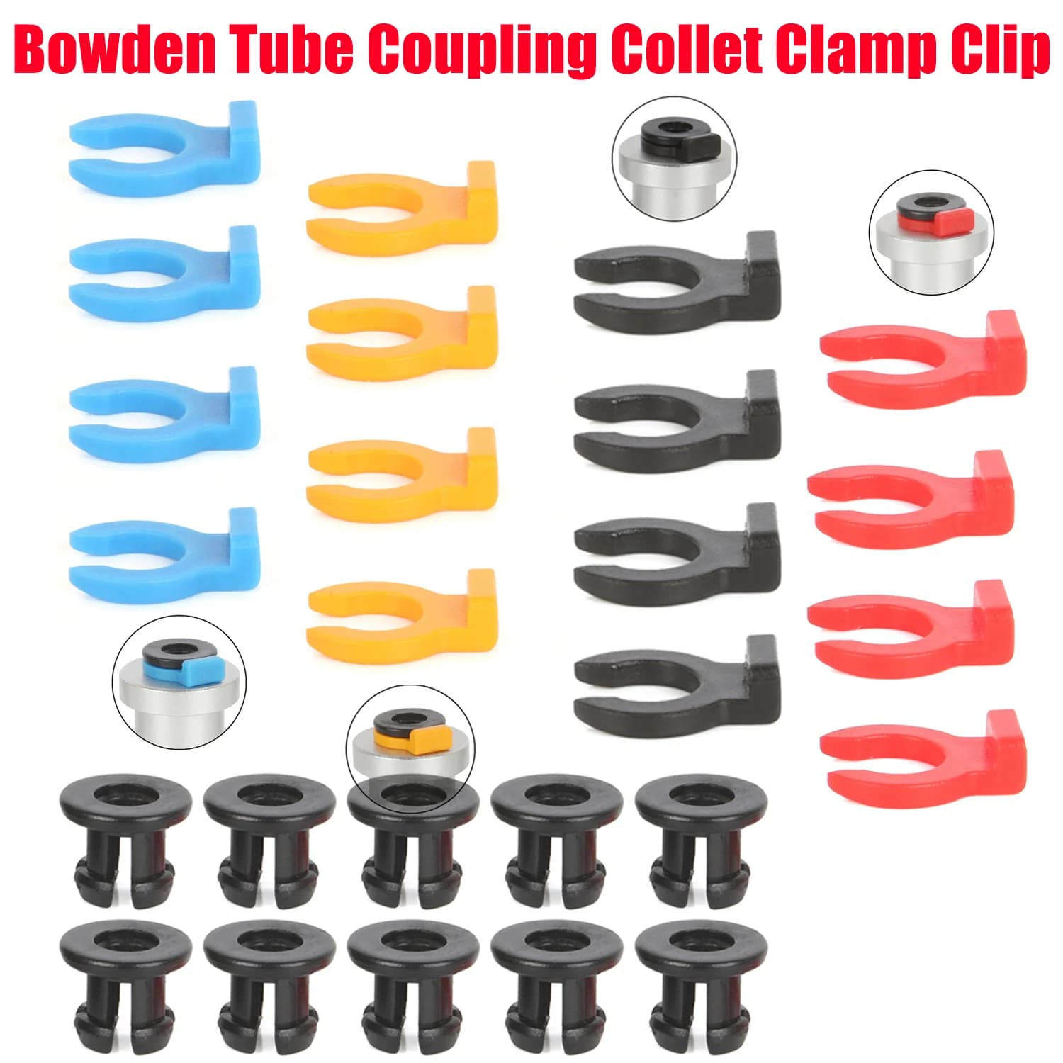 Morsetto di accoppiamento per tubo Bowden, clip per colletto Bowden, set di clip per colletto Bowden per accessori stampante 3D, parti per stampante a filamento