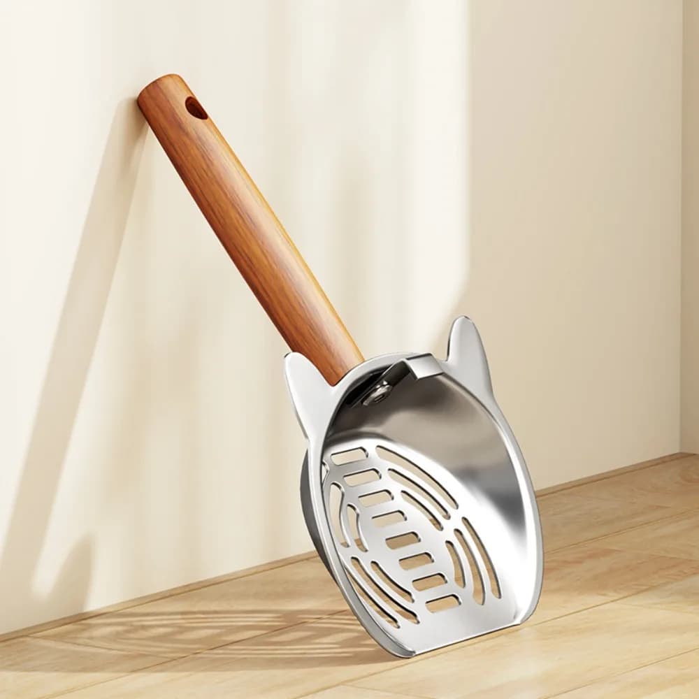 Easy To Clean Stainless Steel Cat Litter Scoop Cat Shape Hanging Hole Cat Box Scoop Mesh Pet Waste Shovel Pet Store