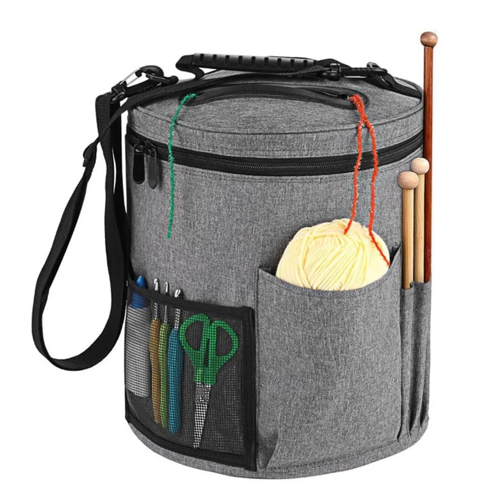 with Front Pocket Knitting Yarn Storage Bag Hooks and Needles Storage Portable DIY Hand Knitting Tool Bag Wool Ball Holder