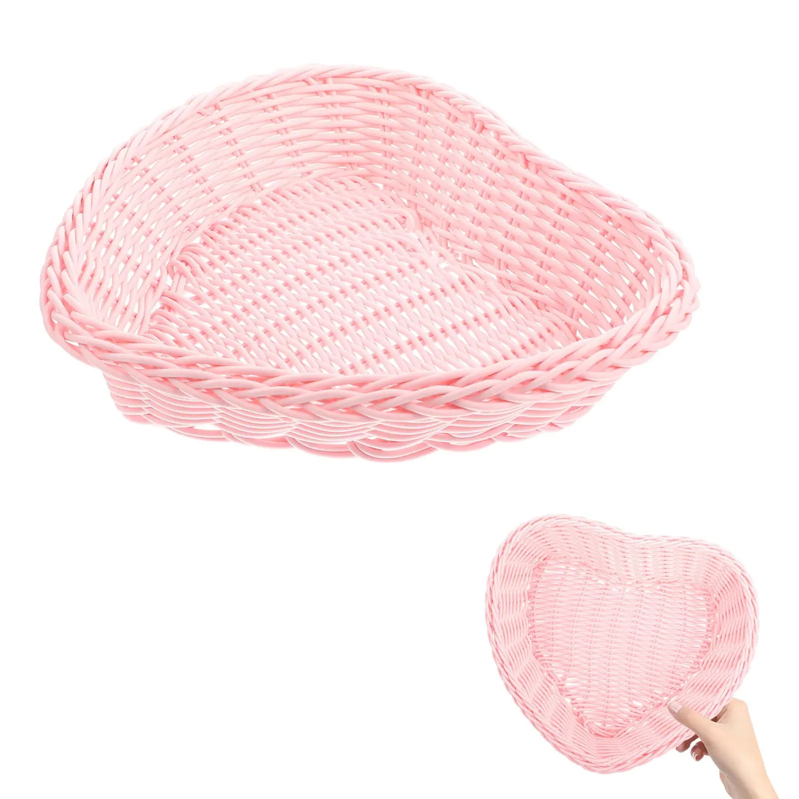 Cesto in Plastica Intrecciata Multifunzionale con Design a Cuore per Snack, Frutta, Caramelle, Noci, Frutta Secca, Dessert, Esposizione e Oggetti Vari da Cucina