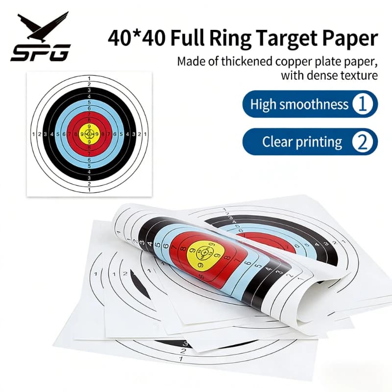 12 Bersagli di Carta per Tiro con l'Arco, per Arco Compound e Ricurvo, Pratica di Caccia e Tiro, Diametro Standard 10 Anelli, 40 cm Rotondi, Accessori