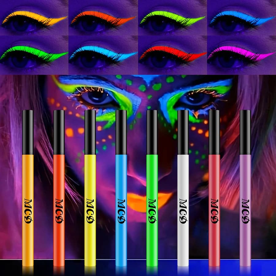 8 colori viso pittura per il corpo 1PC UV Luce Neon pittura per il viso arte trucco blu verde impermeabile festa di Natale pittura per il corpo cosmetici