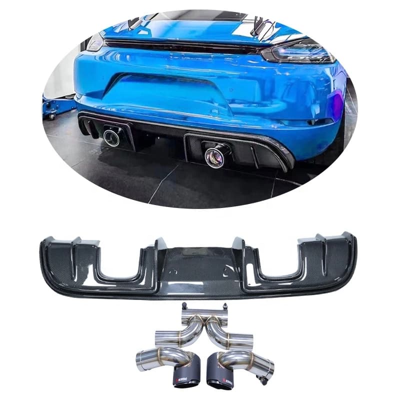 Real Carbon Fiber Rear Bumper Lip Diffuser for 718 Cayman Boxster 2016-2018 Car Exterior Accessories