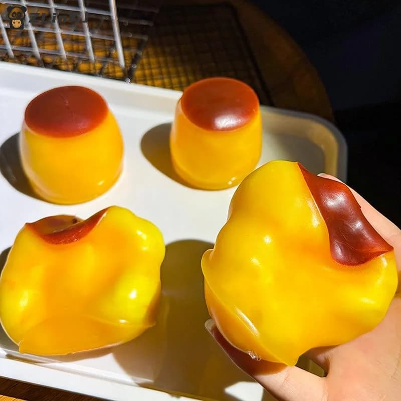 ▶1Pcs Pudding Stress Ball Food Shaped Squeeze Fidget Toy ASMR Sensory Stress Relief For Kids Adults Gift