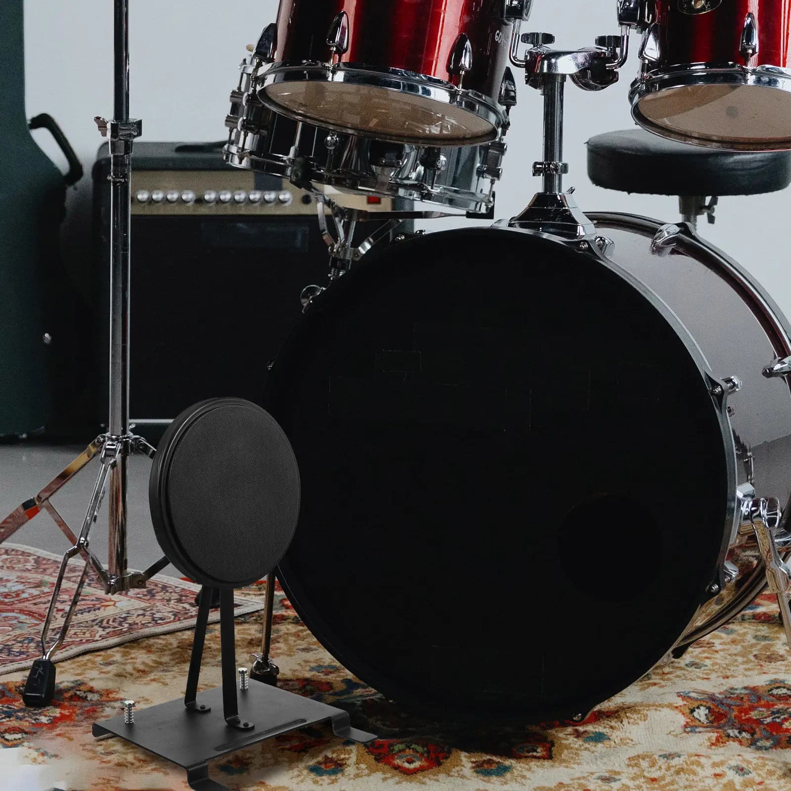 Double Kick Drum Practice Pad Bass Drum Pad Heavy Steel Pedal Replacement for Drummer Training Double Bass Pedal