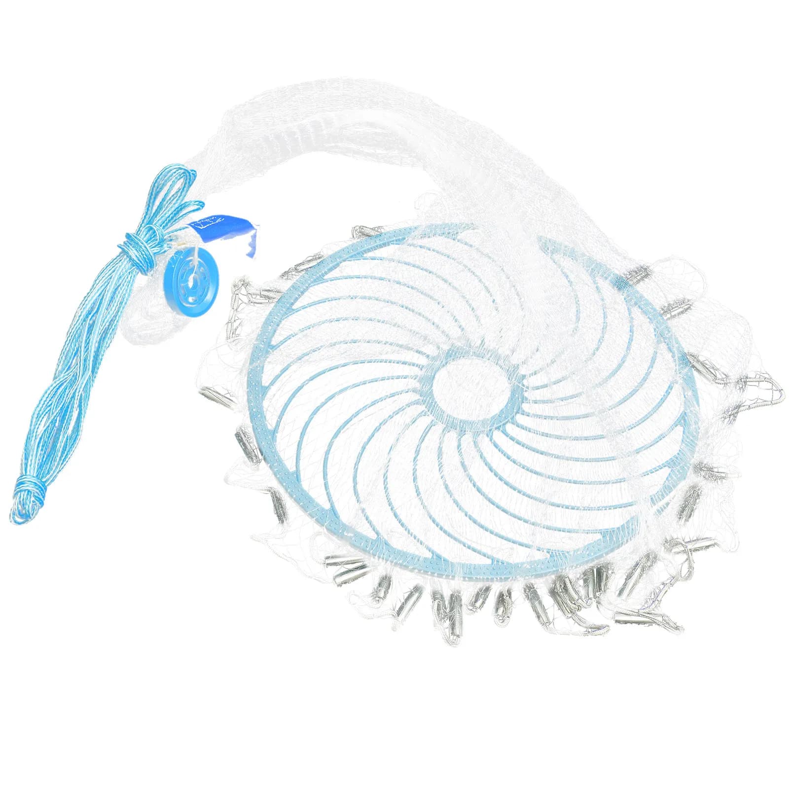 Rete da Pesca Pieghevole Telescopica a Disco Volante con Filamento Singolo 360 ° Rete in Nylon Portatile per Catturare Gamberi d'Acqua Dolce e Salata