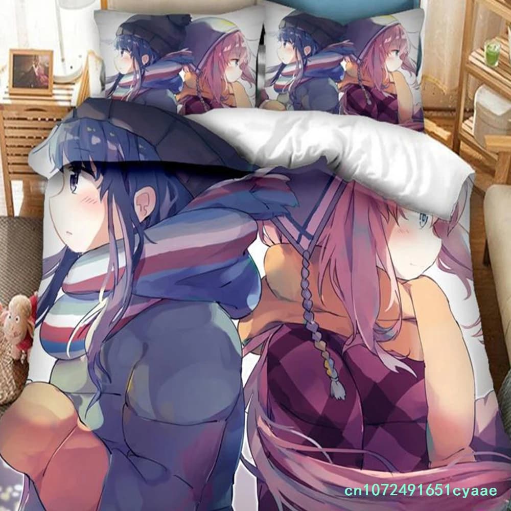 New 3D Print Anime Yuru Camp Bedding Set Duvet Covers Pillowcases 2/3 Piece Comforter Bedding Sets Bedclothes Bed Home Textiles