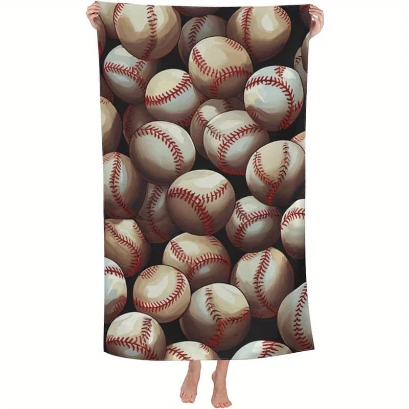 Telo da spiaggia con motivo da baseball, protezione solare, antivento, adatto per piscina, campeggio, coperta da viaggio