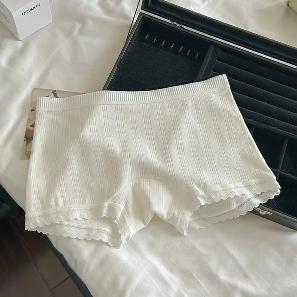 Pantaloncini di Sicurezza in Pizzo a Vita Media, Lingerie Floreale Dolce Anti-esplosione, Mutandine in Cotone per Donne e Ragazze
