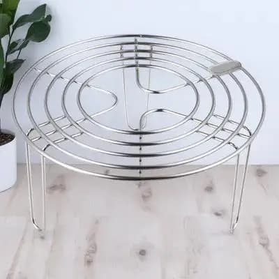 Premium Round Steamer Rack Stainless Steel High-Leg Hollow Wire Design for Cooling Baking Steaming Air Fryer Cooking Bread Cake