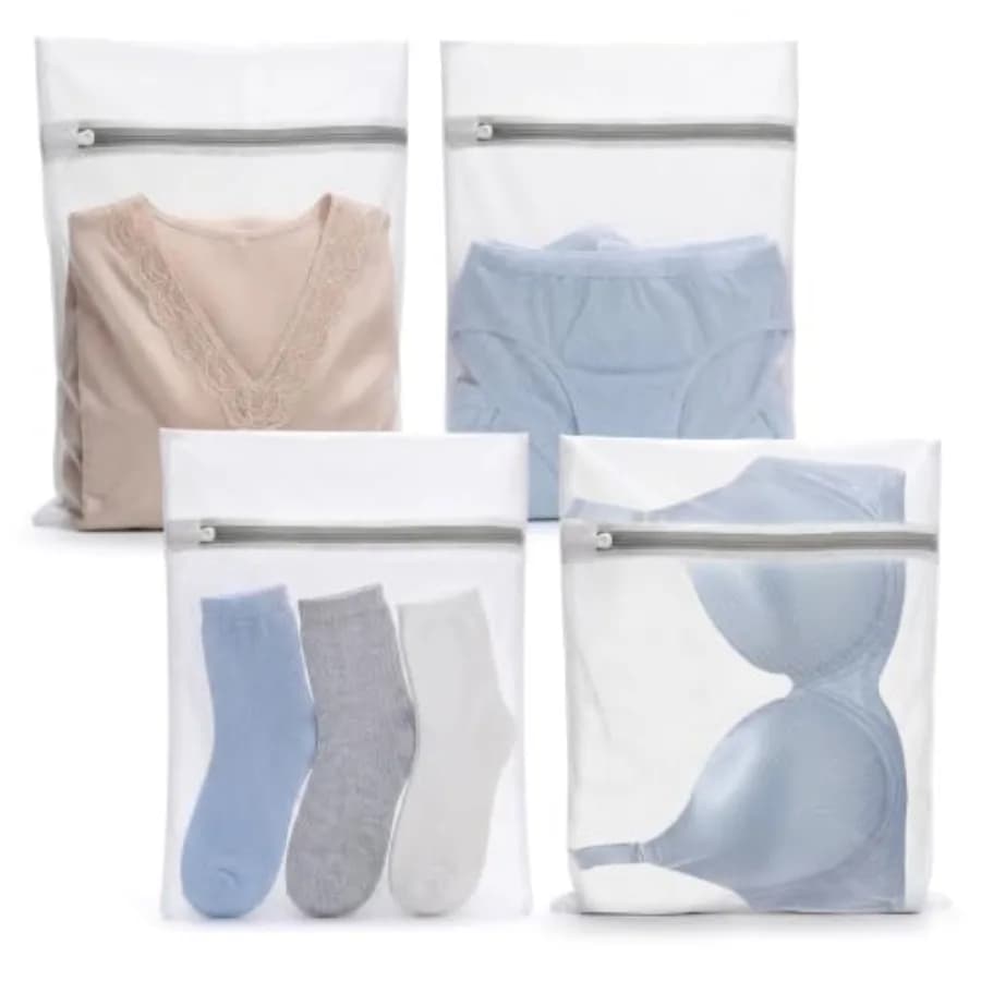 4Pcs Durable Fine Mesh Laundry Bags for Delicates 12 x 16 Inch