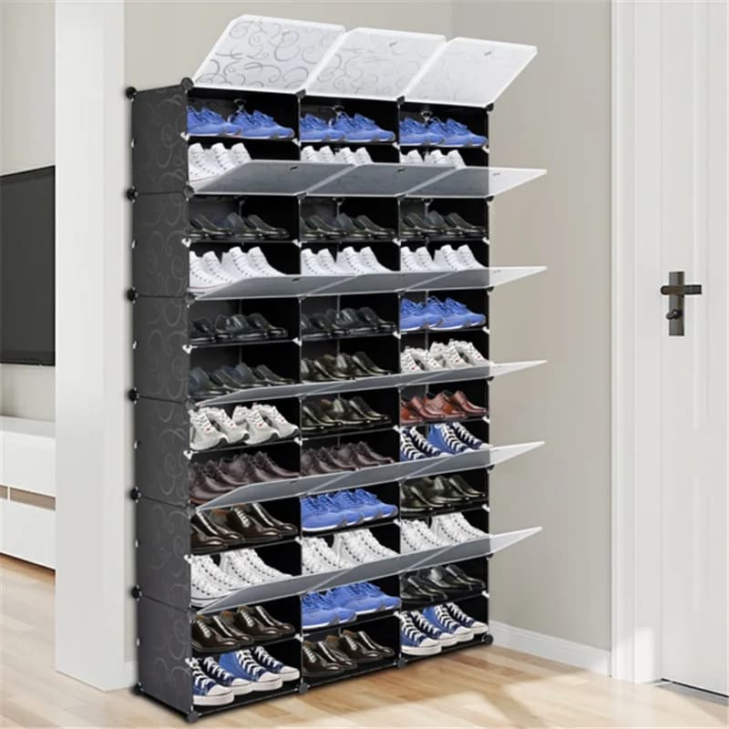 Organizzatore scarpiera portatile a 12 livelli da 72 paia 36 griglie Scaffale a torre Supporto per armadio espandibile per tacchi, stivali, pantofole