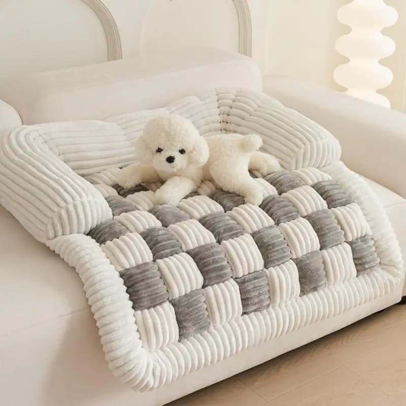 Tappetino Quadrato in Peluche per Animali Domestici, Cuccia per Cani Autunno-Inverno, Design a Puzzle, Morbido e Confortevole, Accessori per Animali