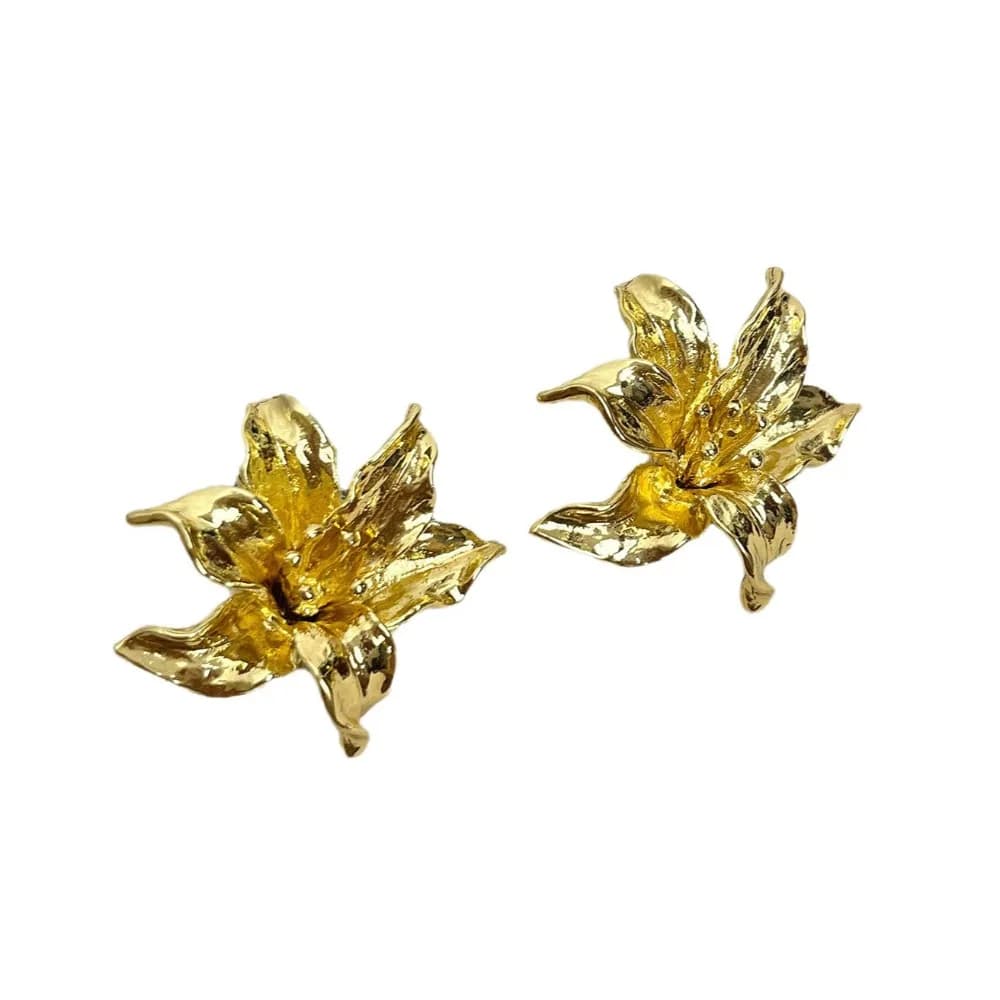 Temperament Drip Oil Flower Earrings Pleated Baking Paint Flower Stud Earrings Petal Gorgeous Ear Accessories Jewelry