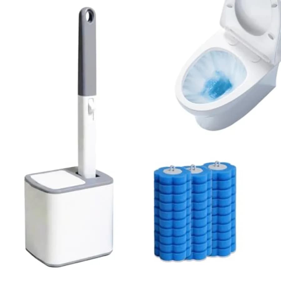 Set di Spazzole per WC Usa e Getta con 30 Ricariche, Montaggio a Parete per Pulizia Igienica Profonda del WC