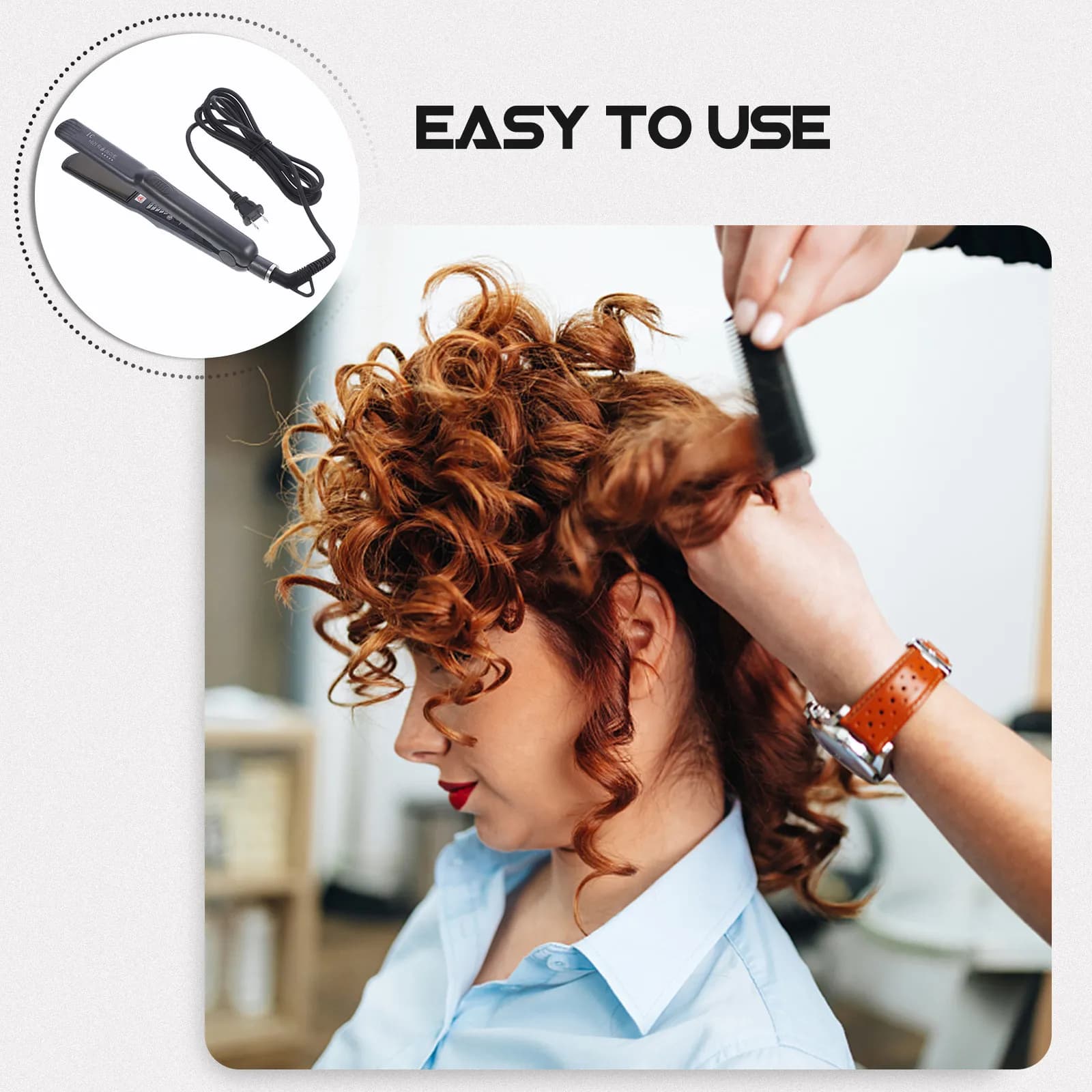 Piastra per Capelli Elettrica 2-in-1 Nera Portatile con Funzione Arricciacapelli e Vapore, Spina USA, Professionale per Salone e Casa