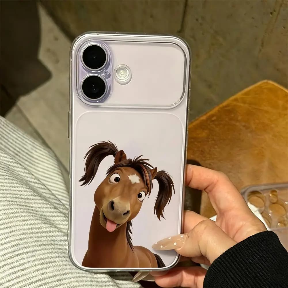 Abstract horse design transparent phone case suitable for iPhone 17 16 15 14 13 12 11 Pro/Max/Plus anti drop frosted back cover