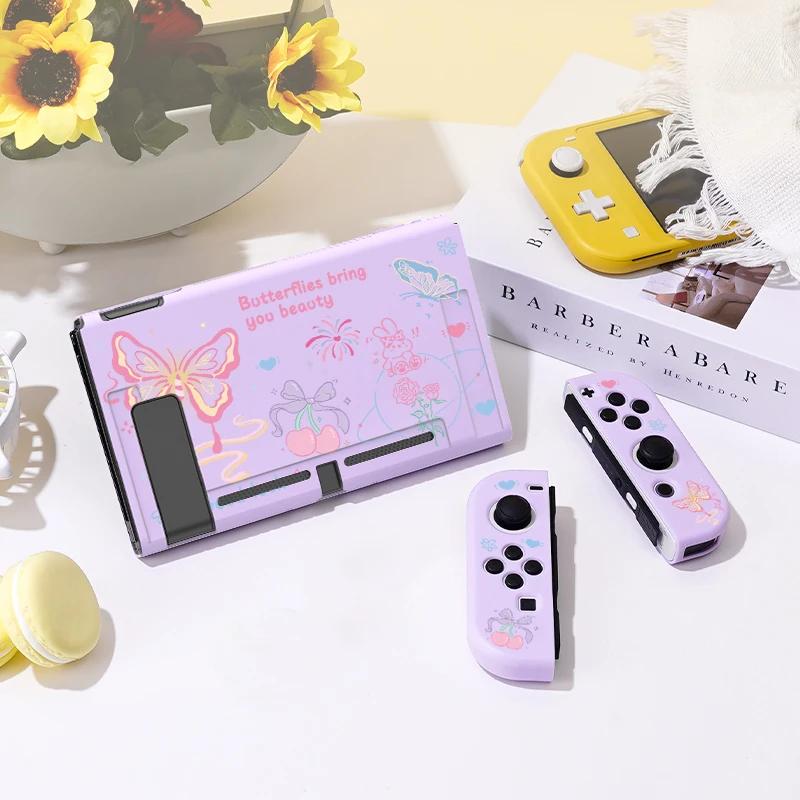 Custodia protettiva a farfalla colorata per Switch Oled, Cover morbida in TPU sottile per Console Nintendo Switch, accessori per giochi NS