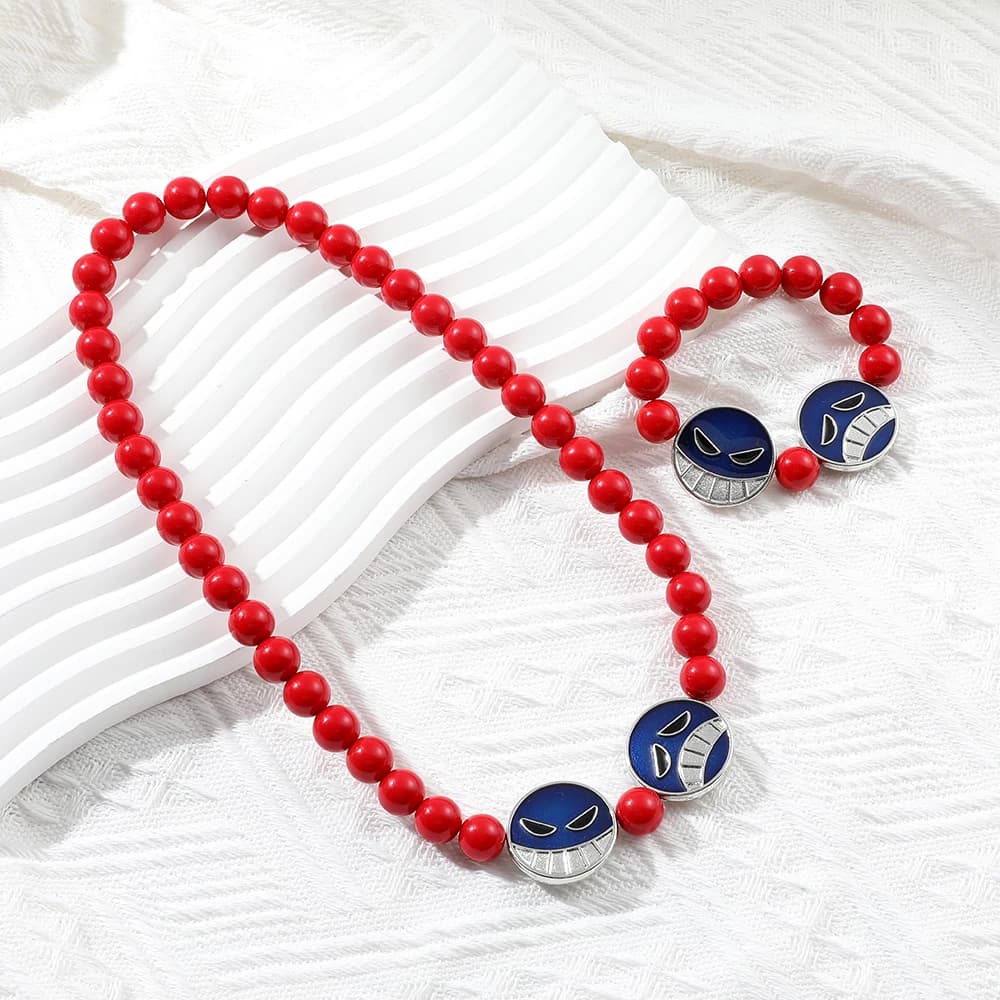 Set Necklace and Bracelet Cosplay One Piece Portgas D Ace - Anime Theme Accessories for Fan