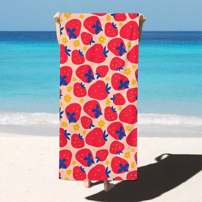 Asciugamano da spiaggia Asciugamano da spiaggia alla fragola con protezione solare fantasia e antivento adatto per piscina, campeggio, coperta da viaggio