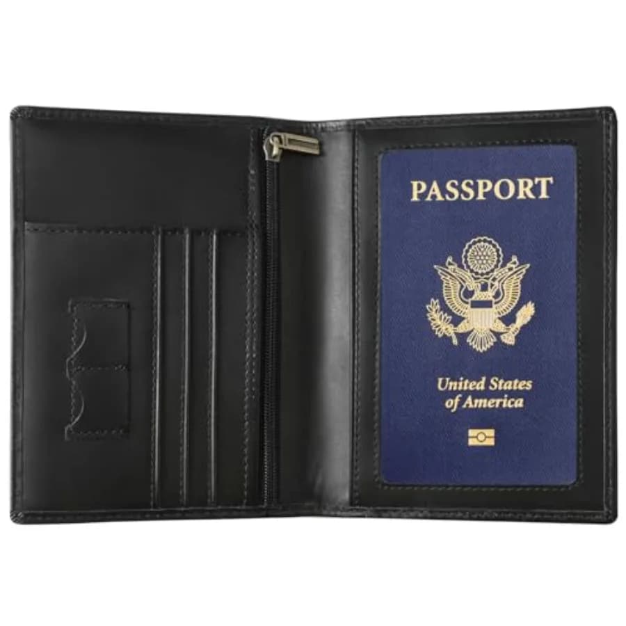 Porta Passaporto in Pelle per Uomo e Donna, Custodia RFID per Passaporto, Porta Documenti da Viaggio per Famiglia