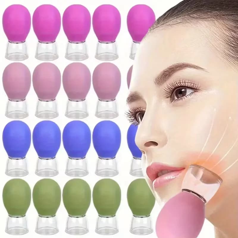 Silicone face and body cup set, vacuum suction massager for sundials, nipple concealer, face and back walking cup