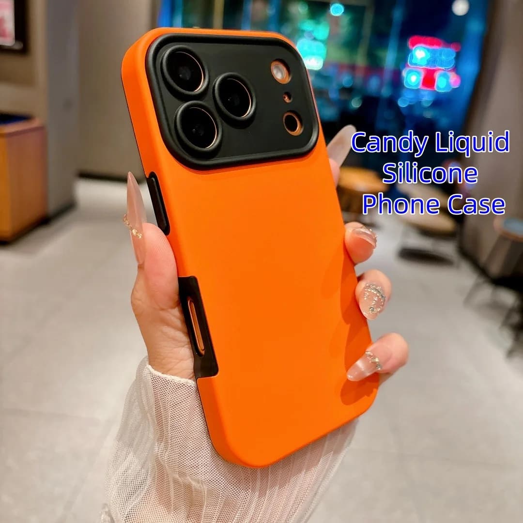 Custodia per telefono in silicone liquido di lusso per iPhone 17 Air 13 14 15 16 Pro Max, con paraurti morbido e protezione per l'obiettivo con foro di precisione