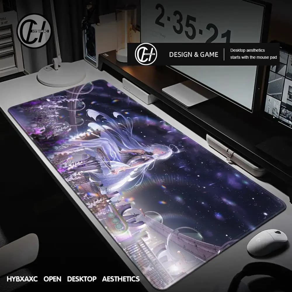 Cool Mornye Wuthering Waves desk mat with XXL lockable edge, high-end anti-slip keyboard mat, student writing mat, mouse mat