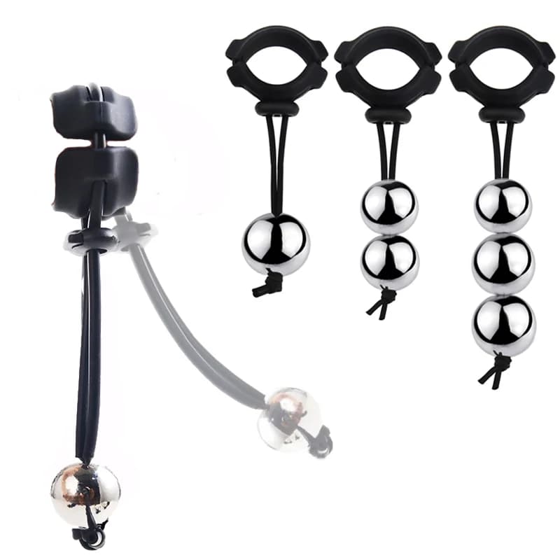 Anello per pene maschile Esercitatore Dispositivo BDSM Cuscinetto di peso Estensore del pene Ingrandimento Barella Palla Giocattoli adulti del sesso per gli uomini Blocco dello sperma