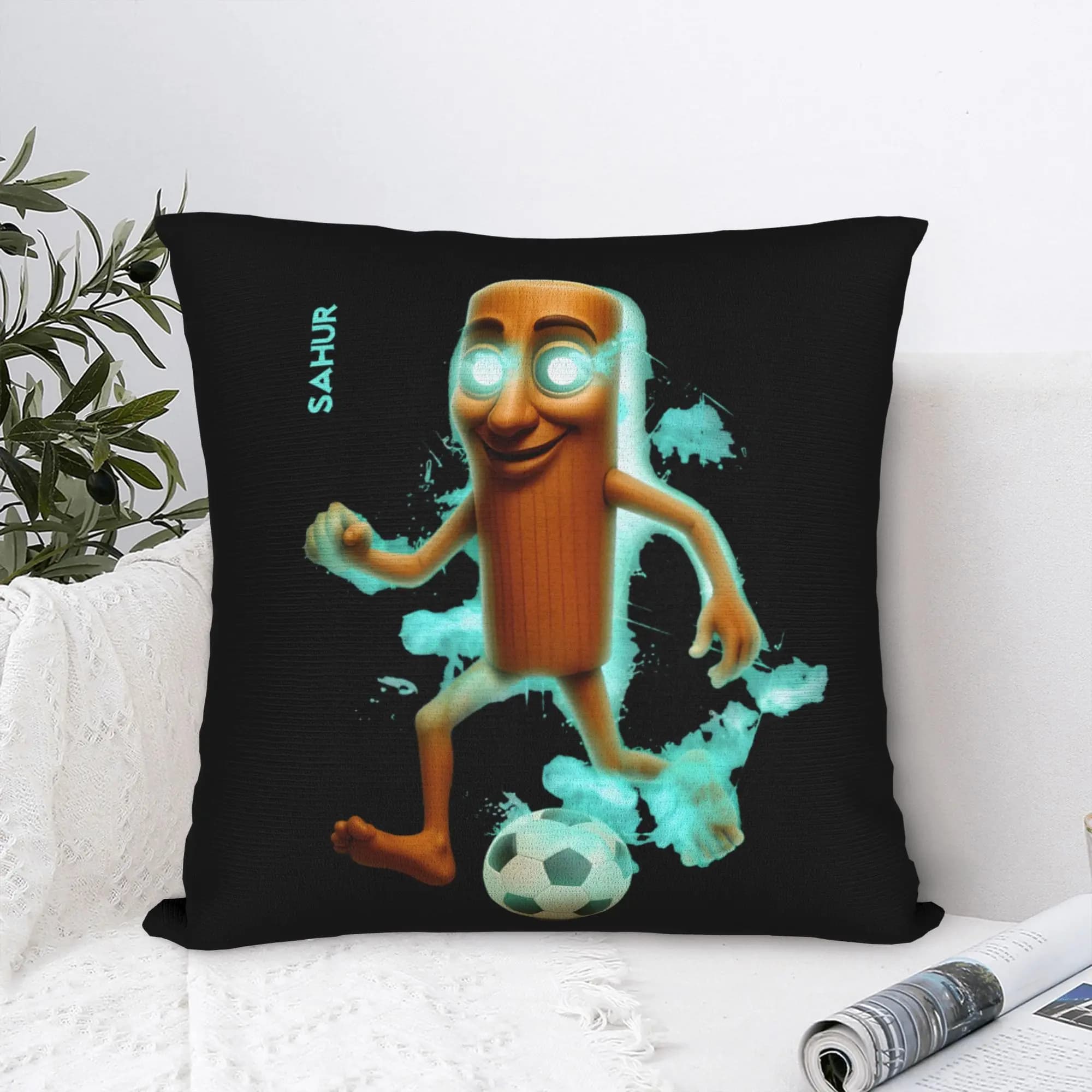 Tung Tung Sahur Lock Square Pillow Cases Italian Brainrot Cushion Covers Fashion Zipper Decor Pillowcase for Sofa 40*40cm