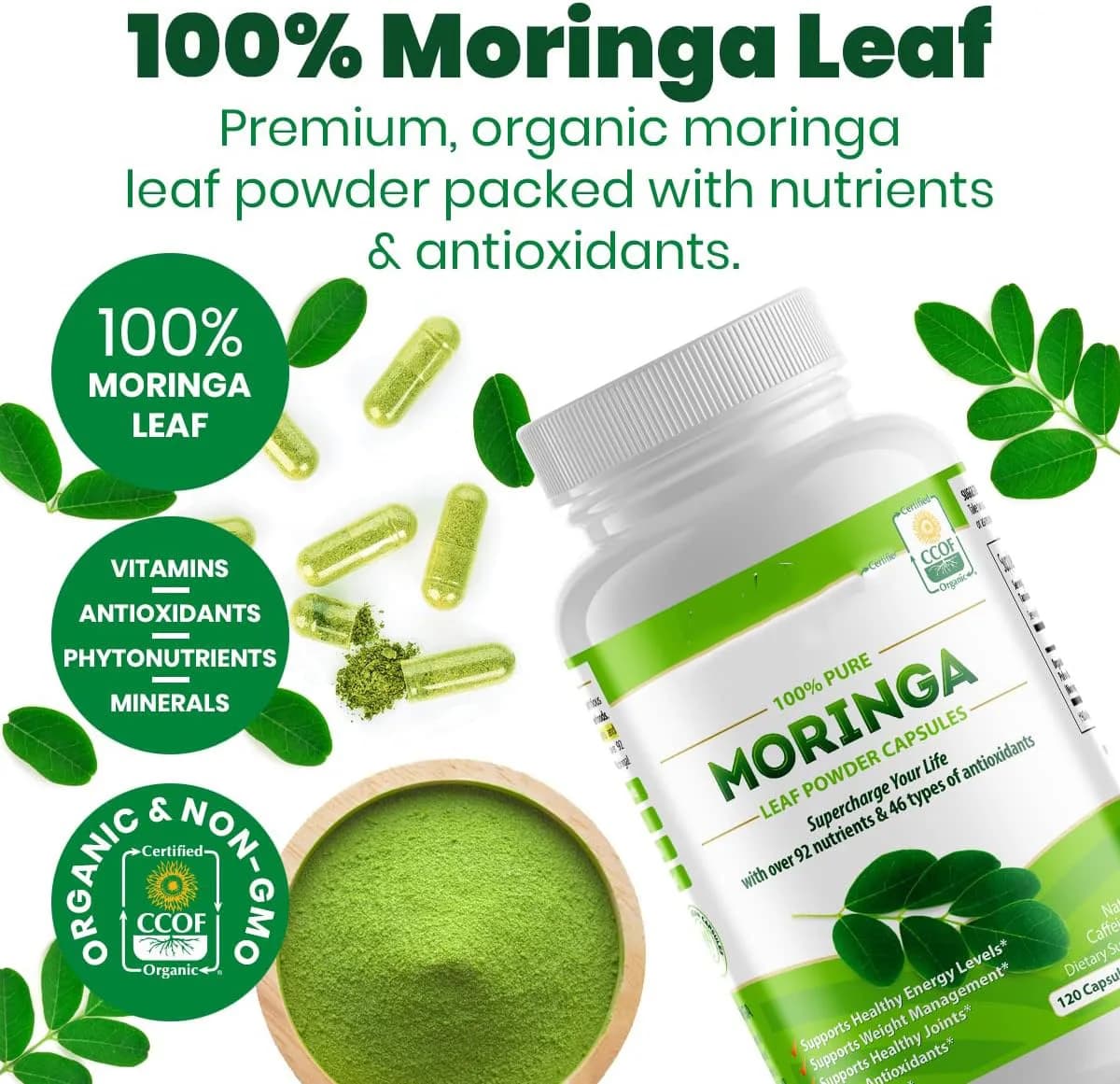 Moringa oleifera capsule can resist oxidation and neutralize free radicals, reduce oxidative stress and supplement vitamins