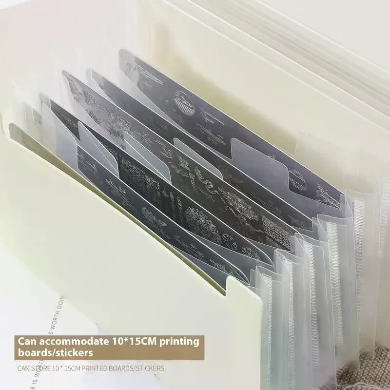Borsa per organo A6 Supporto per piastra per timbratura rettangolare per nail art 7 slot Modello vuoto Organizzatore di archiviazione Libretto Custodia per piastra per unghie Manicure