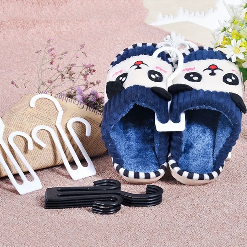 10 Pcs Portable Plastic Shoes Drying Hooks Lightweight Sturdy Shoe Display Rack Hanging Black/White Slipper Hanger Retail Use