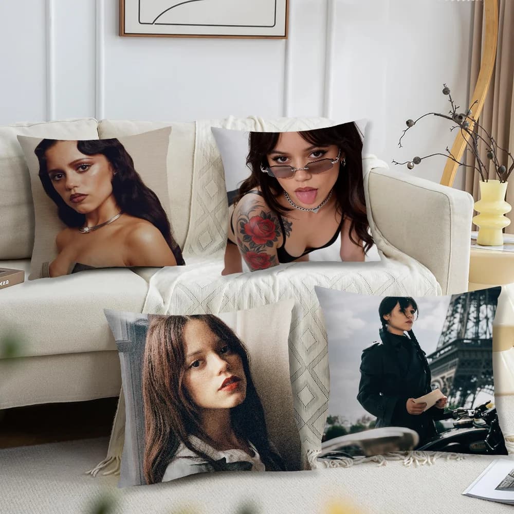 Fodera per cuscino Jenna Ortega, stampa su cuscino, decorazione per divano, casa, auto, camera, caffetteria, ufficio, stile nordico semplice