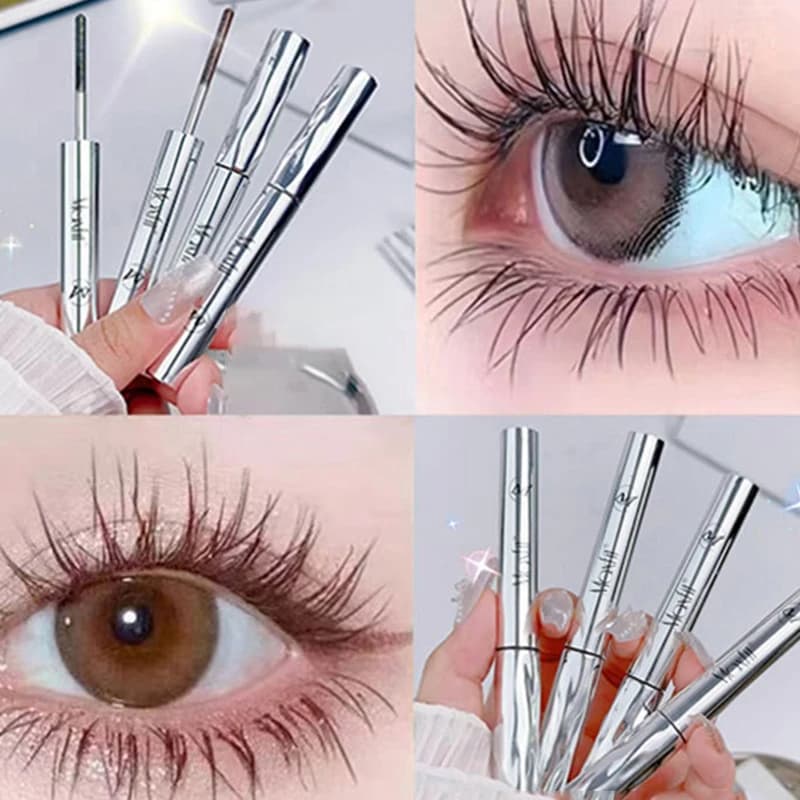 Metal Iron Lashes Mascara Waterproof Silk Fiber Mascara Long Curling Eyelash Extensions Non-clumping Eyes Makeup Cosmetics