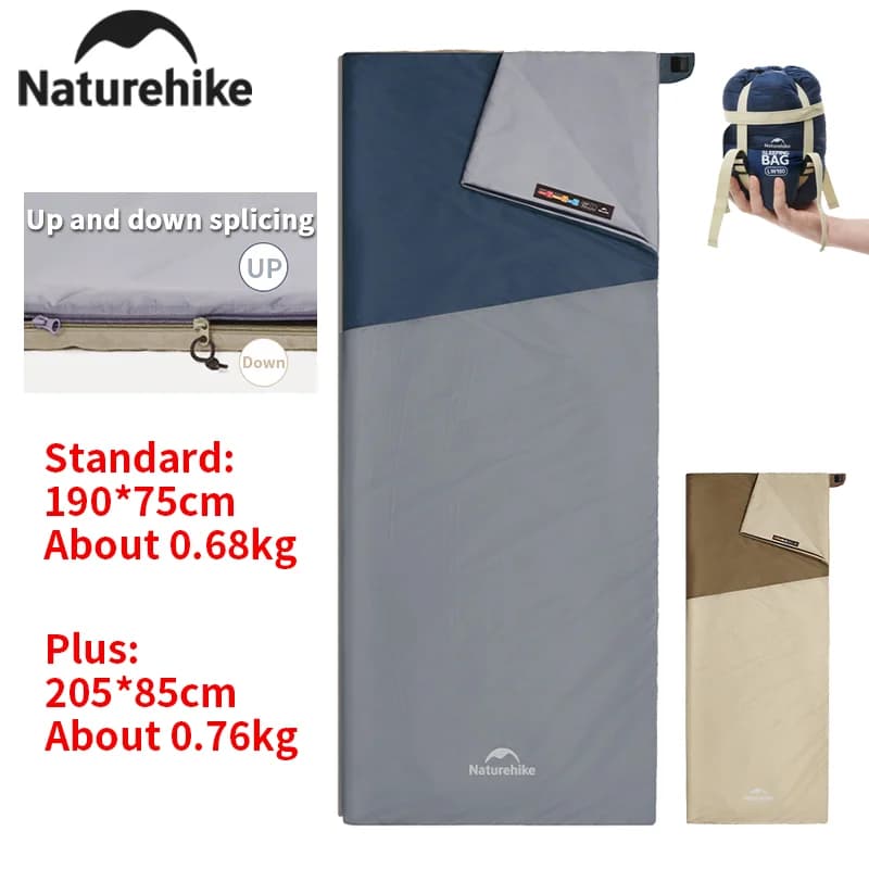 Sacco a pelo Naturehike LW180 Sacco a pelo estivo ultraleggero portatile impermeabile per esterni Sacco a pelo da campeggio in cotone