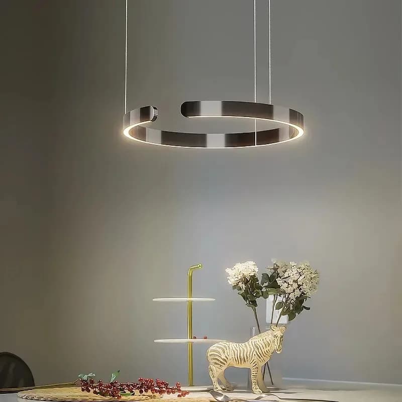 Lampadario a soffitto ad anello dal design moderno per salone Lampada a LED per protezione degli occhi Decorazione per sala da pranzo Apparecchi di illuminazione per foyer con luce notturna