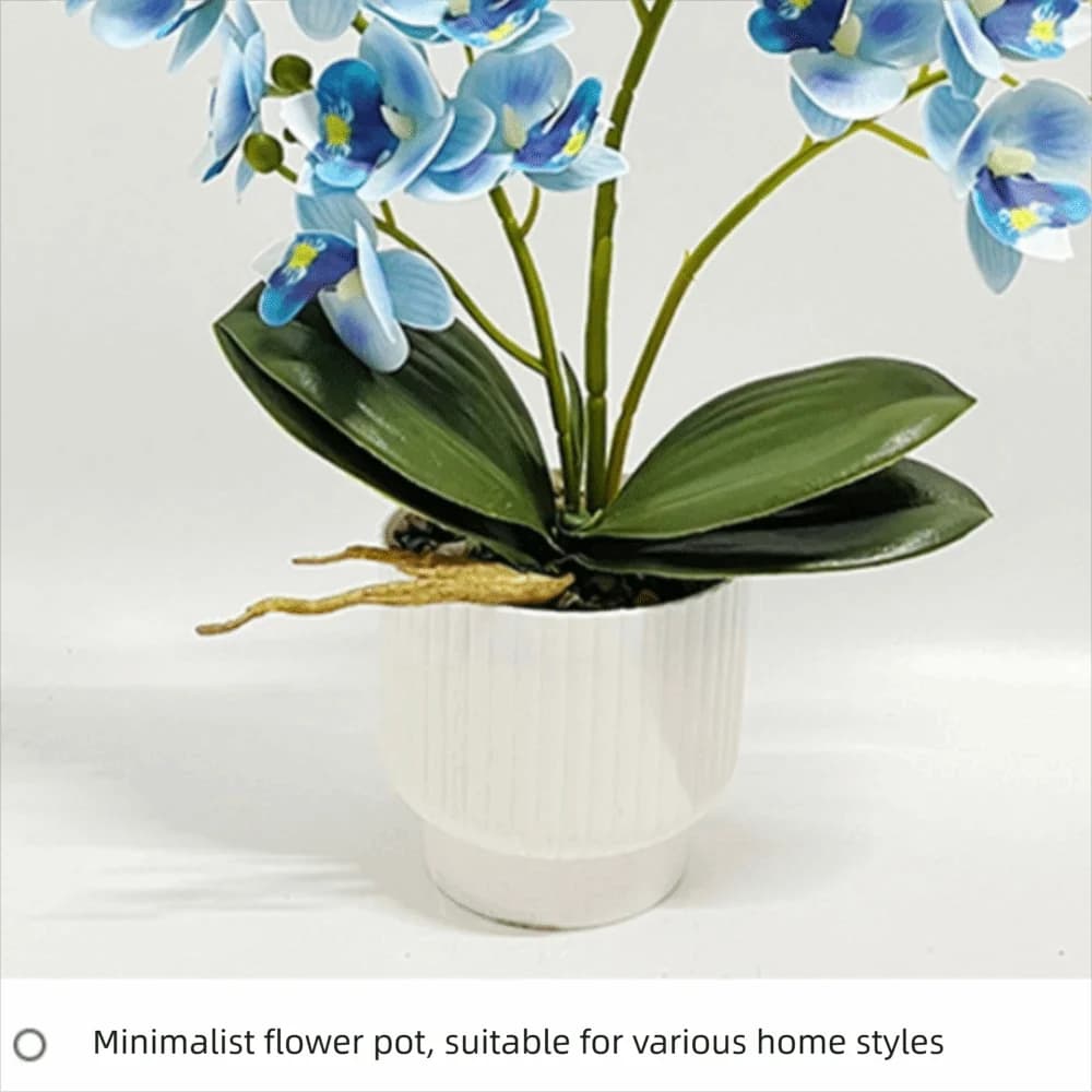 Multi-Fiore Simulated Butterfly Orchidea in White Vase, Artificial Plants Fai-da-Te, Fin Plastic Flowers, Home Decoration
