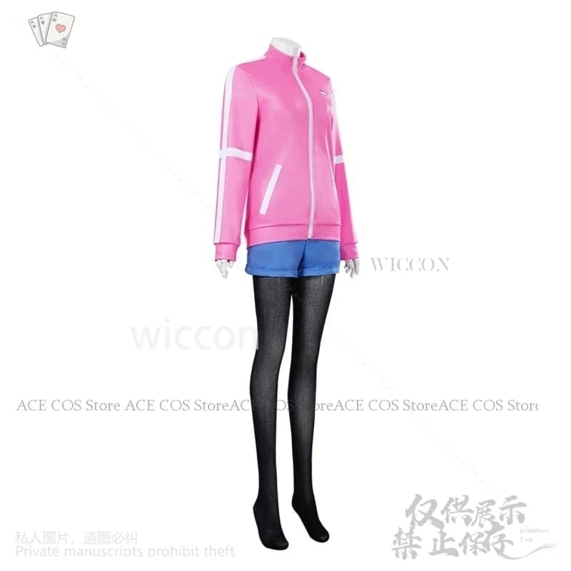 Costume Cosplay Anime Yuitsuka Inori, Tuta Sportiva Rosa, Giacca, Vestito, Pantaloncini Blu, Parrucca, Kawaii, Carino