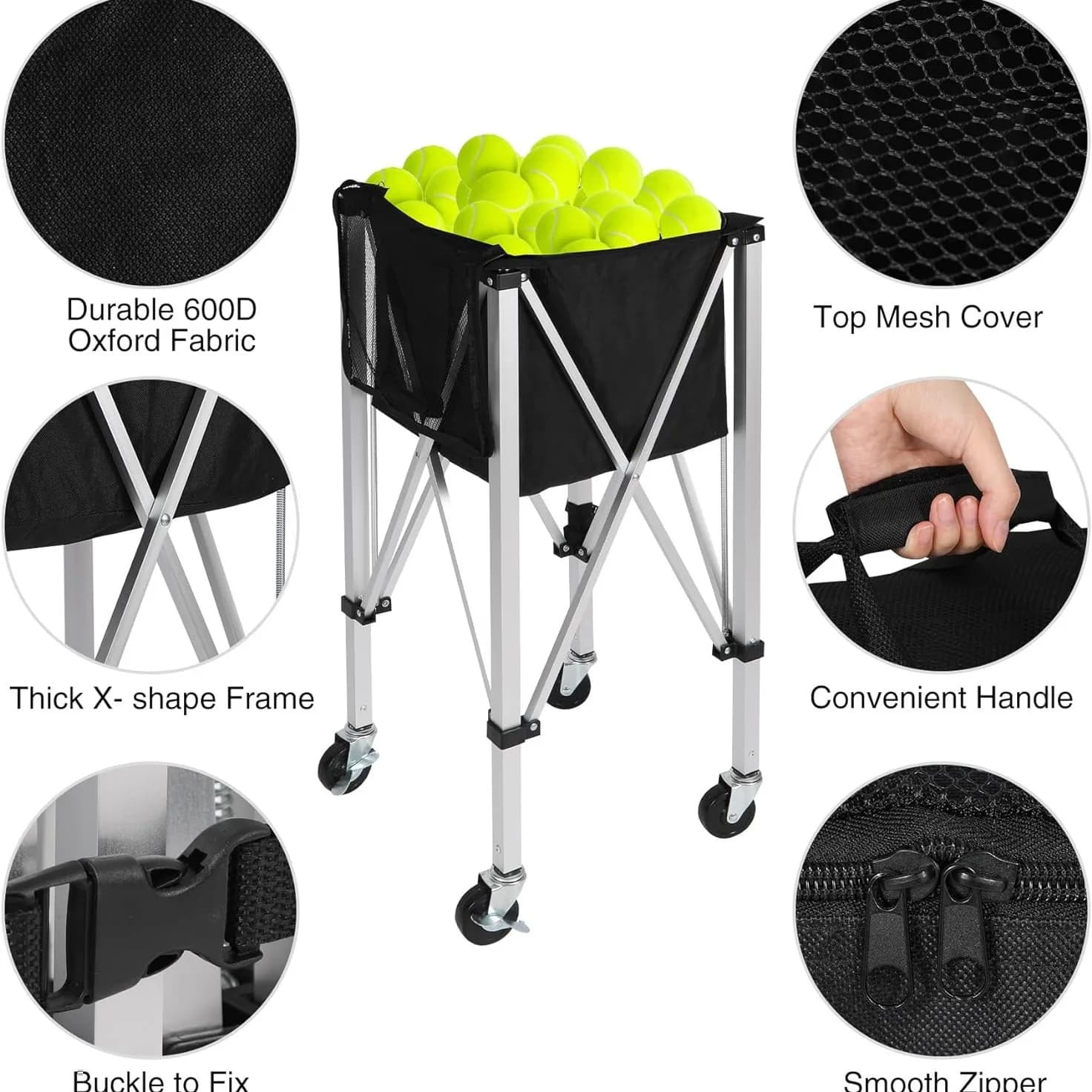 Wholesale Portable Foldable Aluminum Tennis Baseball Ball Cart Sports Training Ball Collector Storage Trolley