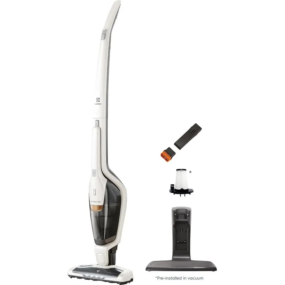 Aspirapolvere Senza Fili 2-in-1: Alta Potenza di Aspirazione, 180 ° Mobilità, batteria da 48 minuti, doppia modalità di alimentazione, bianco satinato