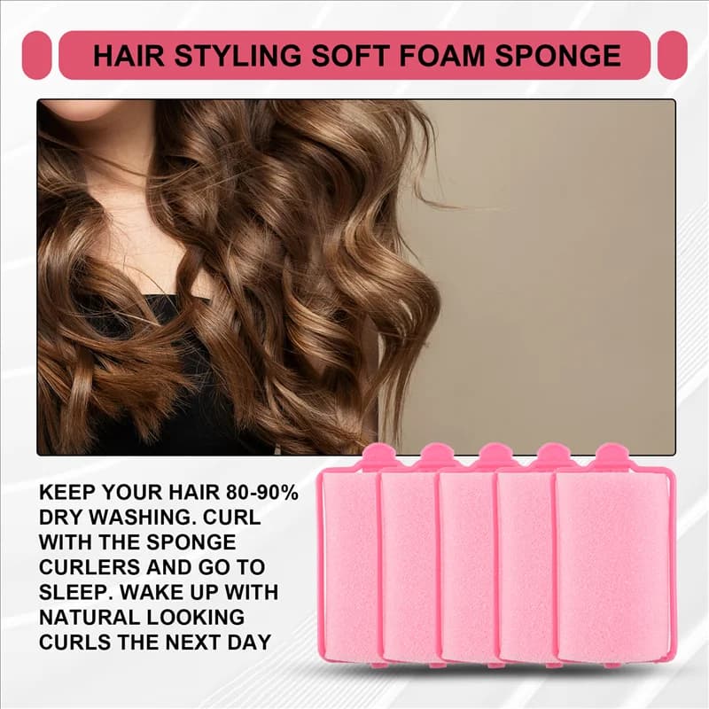 B02C-12 pezzi rosa scuro styling dei capelli morbida schiuma spugna rulli bigodini strumento per parrucchieri