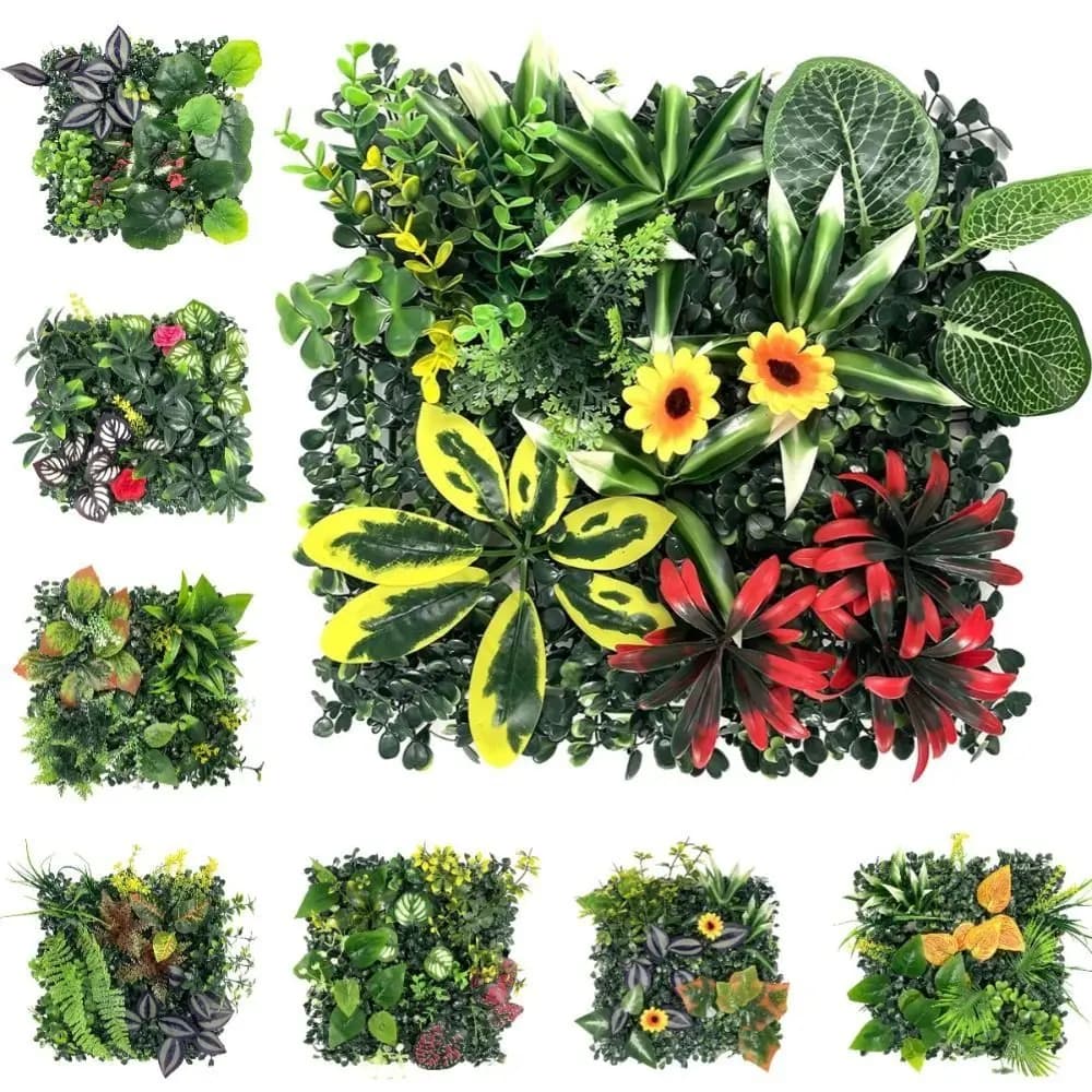 Artificial Vegetal Wall Panel Fai-da-te Sunflower, Simulate Ace Plant Sheets Durevoli 25x25cm with UV Protection