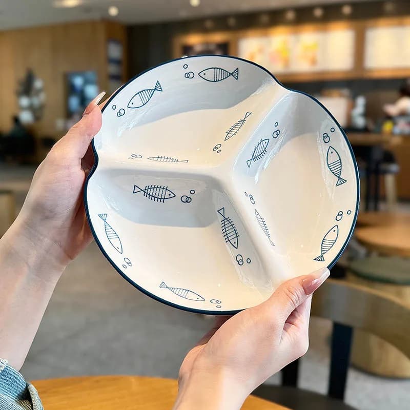 8 Inch Home Use Ceramic Dividing Plates New Underground Printing Colorful Cutouts High Esthetic Weight Loss Plate Cute Cartoon
