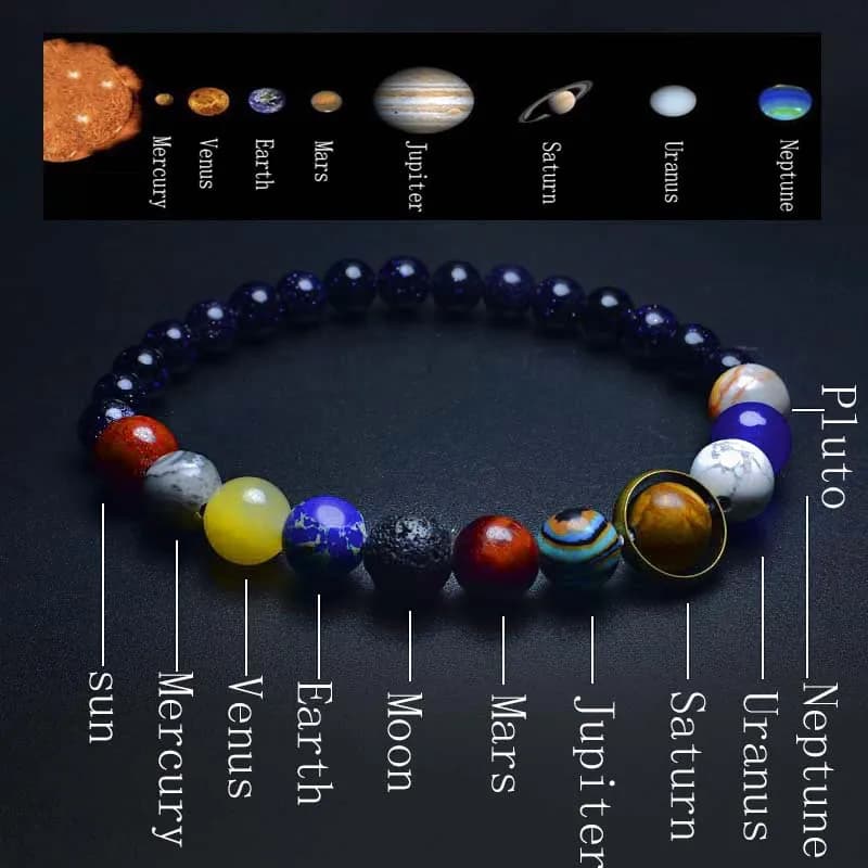 Bracciale unico con otto pianeti Homme Donna 6mm 8mm Bracciale in roccia vulcanica naturale Lapislazzuli con perline Brazalete Chakra Braclet