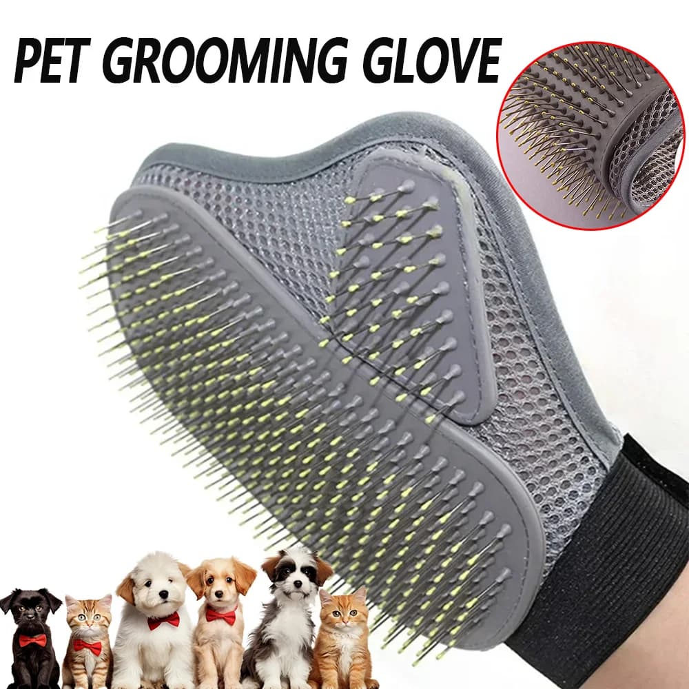 Guanto per toelettatura animali Spazzola per depilazione Pelliccia per cani e gatti Deshedding Pettini per cani delicati ed efficienti Prodotti per massaggi da bagno per animali domestici