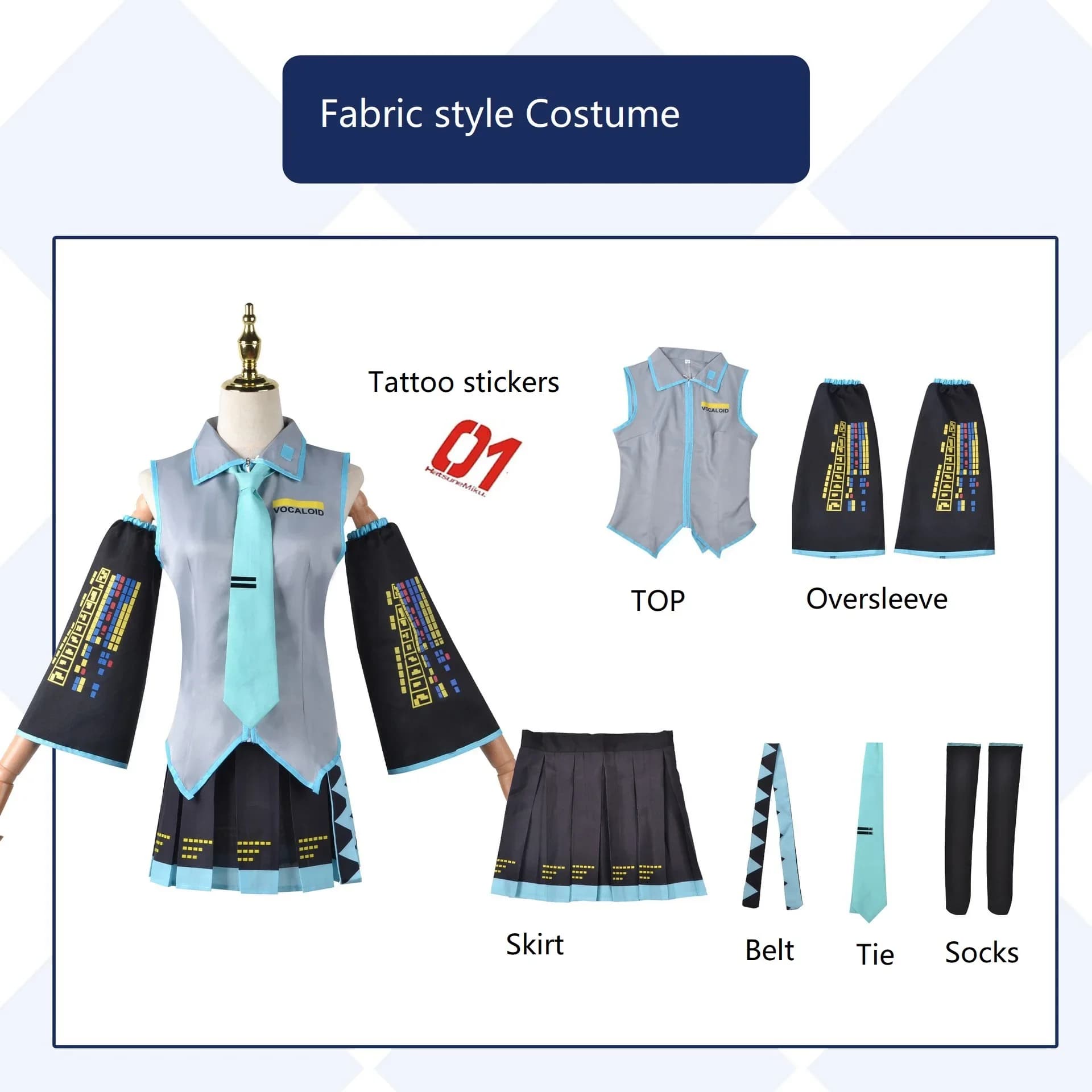 Abbigliamento per Cosplay di Personaggi Anime, Vestiti Anime, Gonna JK, Set Completo con Parrucca e Accessori per Halloween