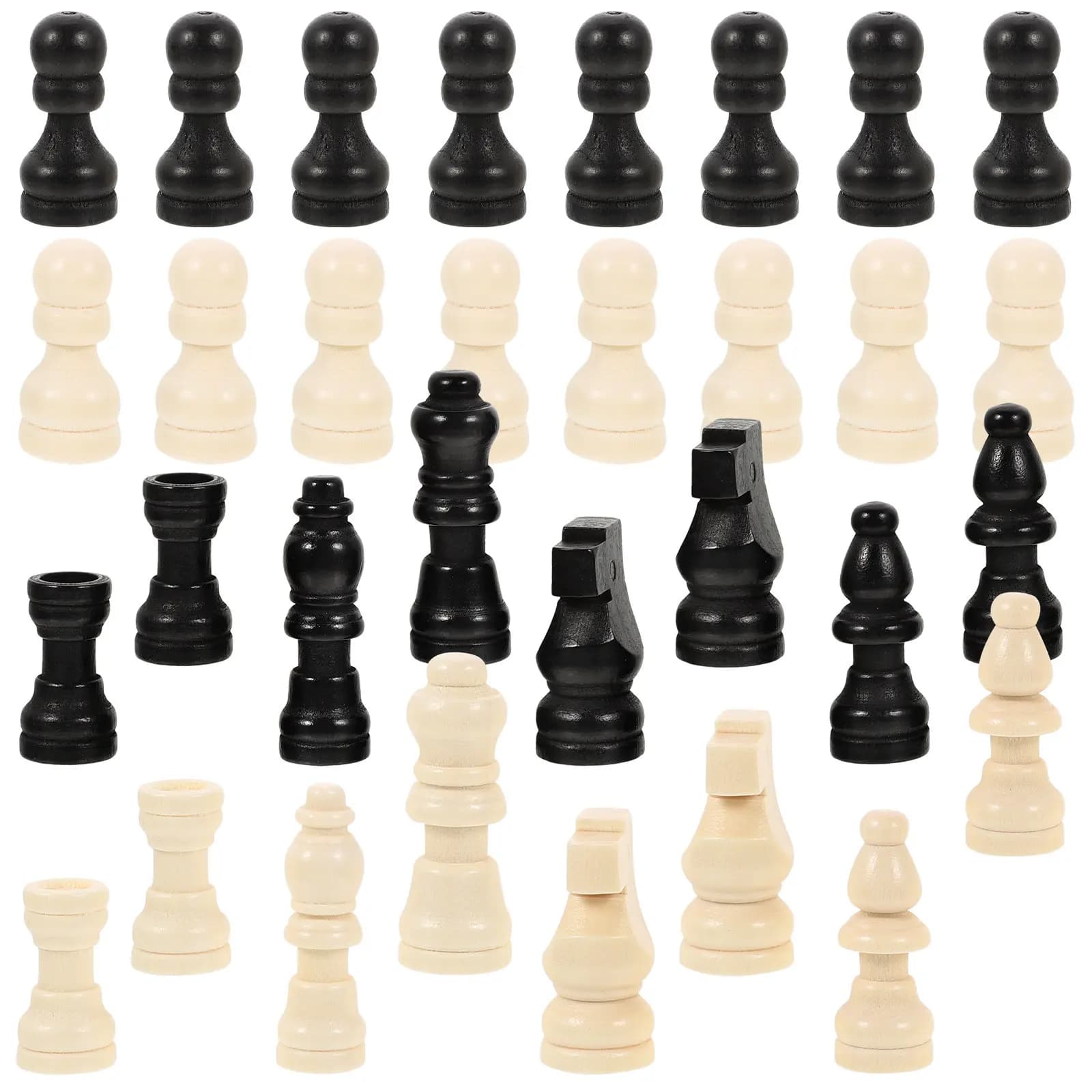 2 set di mini pezzi in legno per bambini, pezzi di ricambio per scacchi internazionali, accessori per il gioco, stabili, durevoli, riutilizzabili