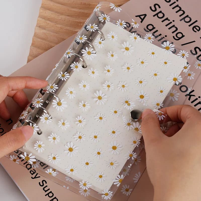 A7/A6 Cute Daisy Spiral Binder Notebook Agenda Cover con custodia Kawaii trasparente diario scolastico Journal Planner cancelleria